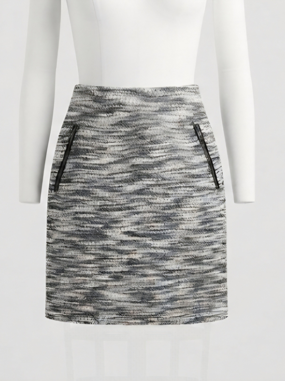 LOFT Gray Textured Pencil Skirt with Zip Pockets